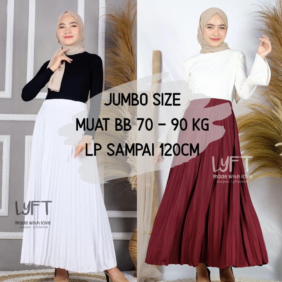 READY [PREMIUM PLISKET JUMBO] Rok Plisket JUMBO SIZE MAYUNG Premium Quality /Rok Rempel Panjang / Ro