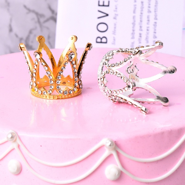 Mahkota Mini Ornamen Kue Makanan Penutup Halus Top Dekorasi Ulang Tahun Pernikahan Pesta Dekorasi Perlengkapan Shiny Zircon Crown Headwear