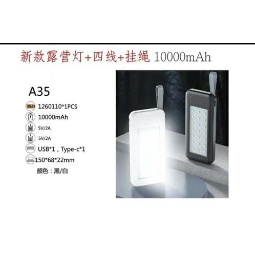 Universal Power Bank A35 Lampu 10.000mAH