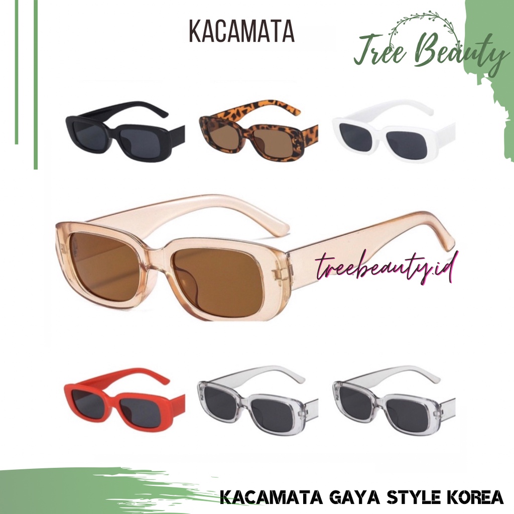 Kacamata Vintage Persegi Panjang / Kacamata Hitam Cewek / Kacamata Anti Sinar UV400 / Kacamata Fashi