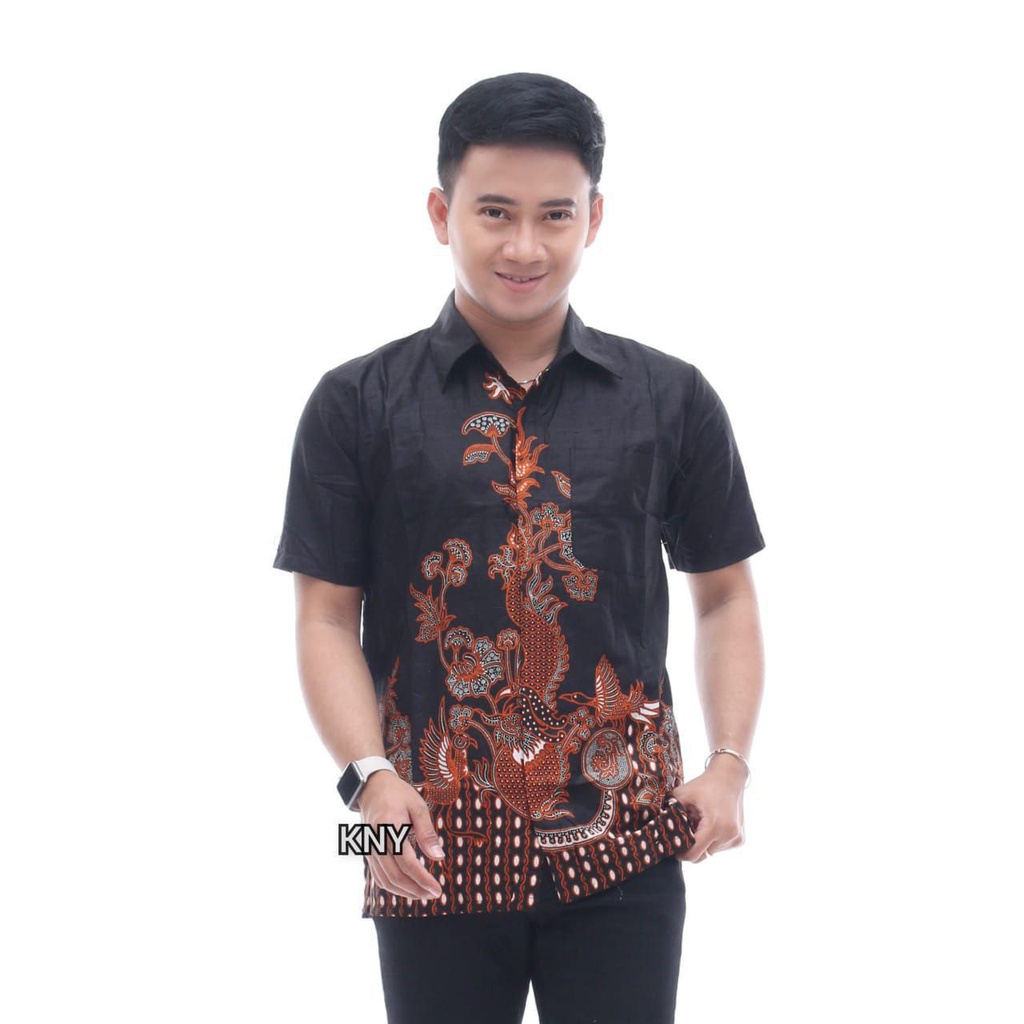 grosir batik hem pria lengan pendek beragam motif bahan adem nyaman