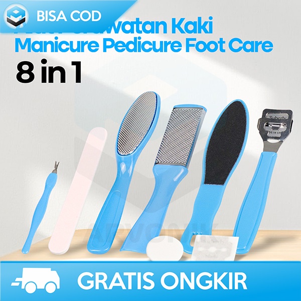 SET PENGHALUS TUMIT KAKI 8IN1 ALAT MANICURE PEDICURE GOSOKAN KUKU KAKI