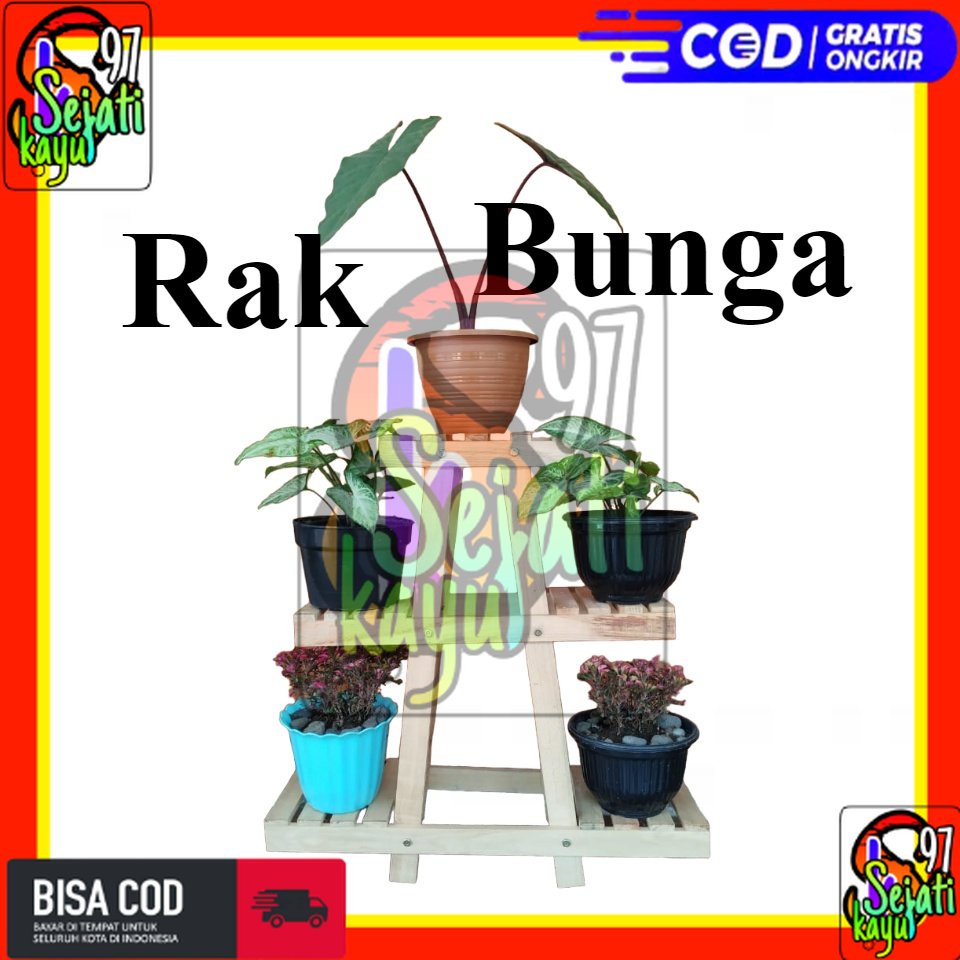 Rak bunga minimalis dari kayu halus murah, tempat pot bunga di luar maupun dalam ruangan