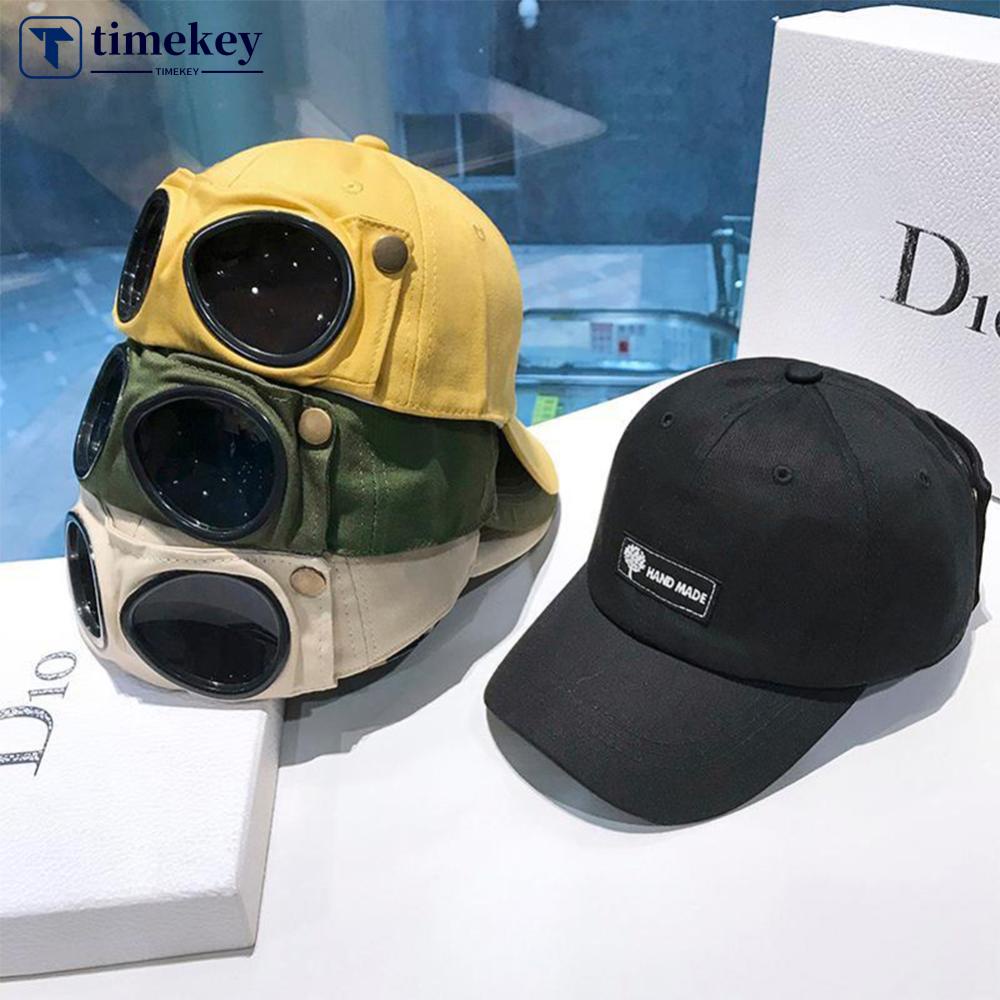 Timekey Topi Kacamata Mundur Kepribadian Fashion Topi Baseball Adjustable Katun Topi Kasual Keren Topi Matahari Luar Ruangan Y6Z2