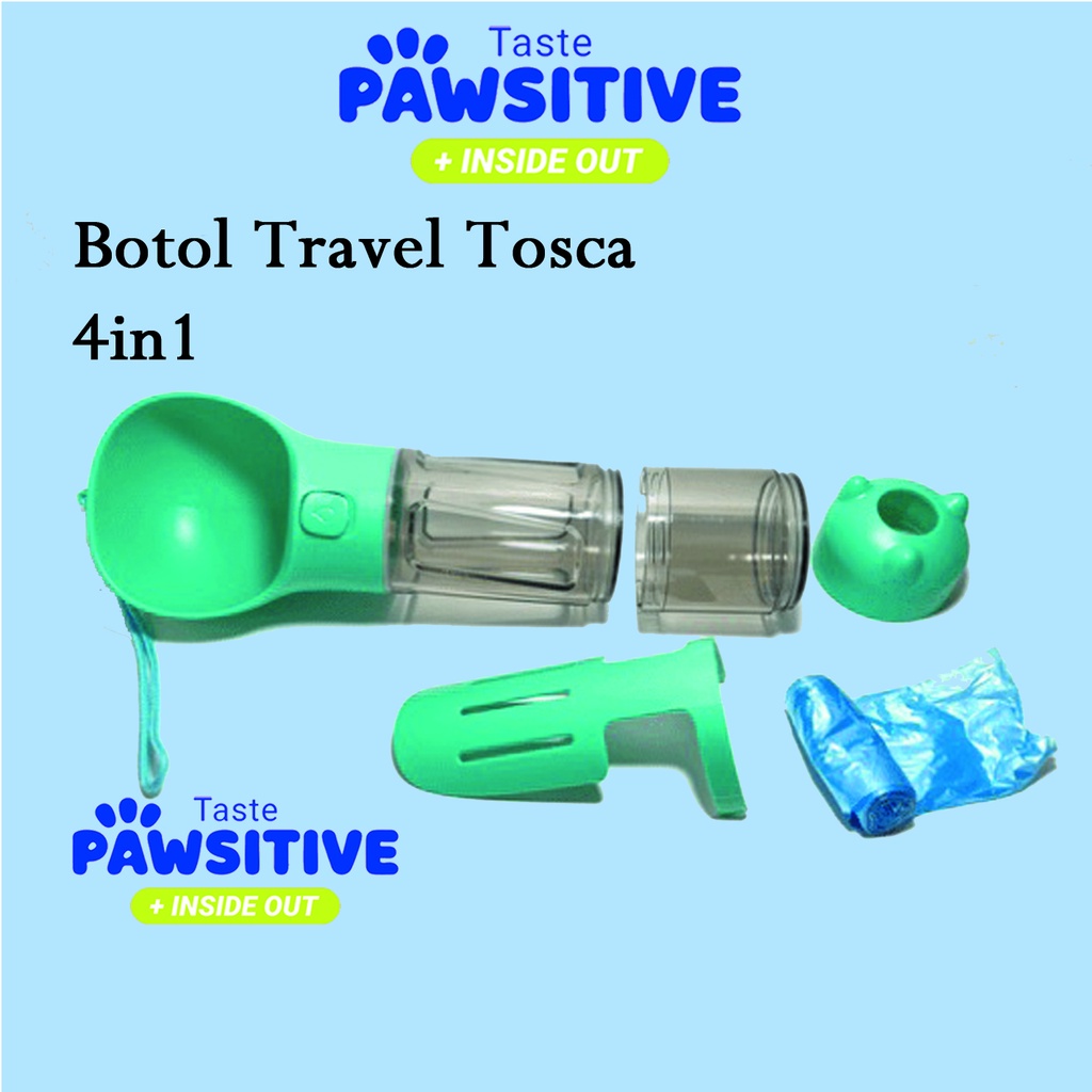 Dog Travel Bottle 4 in 1 Botol Minum Anjing Serbaguna 300ml + Sekop Poop Best Seller