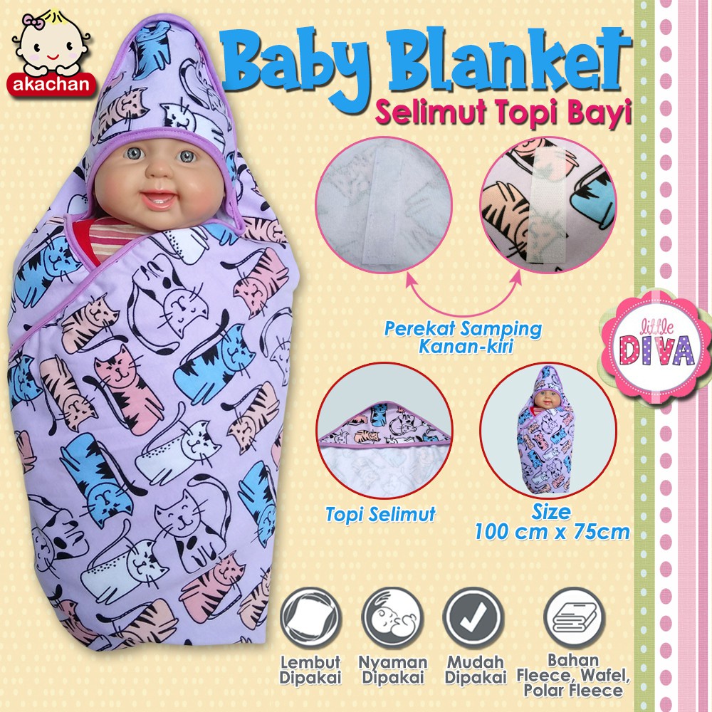 Selimut Topi Bayi Bahan Lembut Tutup Tudung Kepala Hoodie Baby Blanket Fleece Wafel Polar top