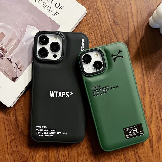 Fashion Hijau Tua WTAPS Soft Case iP iPhone X XR XS Max 11 12 13 14 Pro Max Pria FTD Skin Feel Cairan Casing Silikon Apple