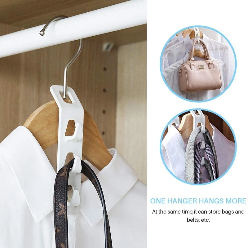 Lemari Pakaian Rumah Hemat Ruang Gantungan Baju Lemari Organizer Rak Penyimpanan Holder Sambungan Hook Multi Fungsi Multi-Layer Kabinet Rak Baju Antislip Gantungan Baju