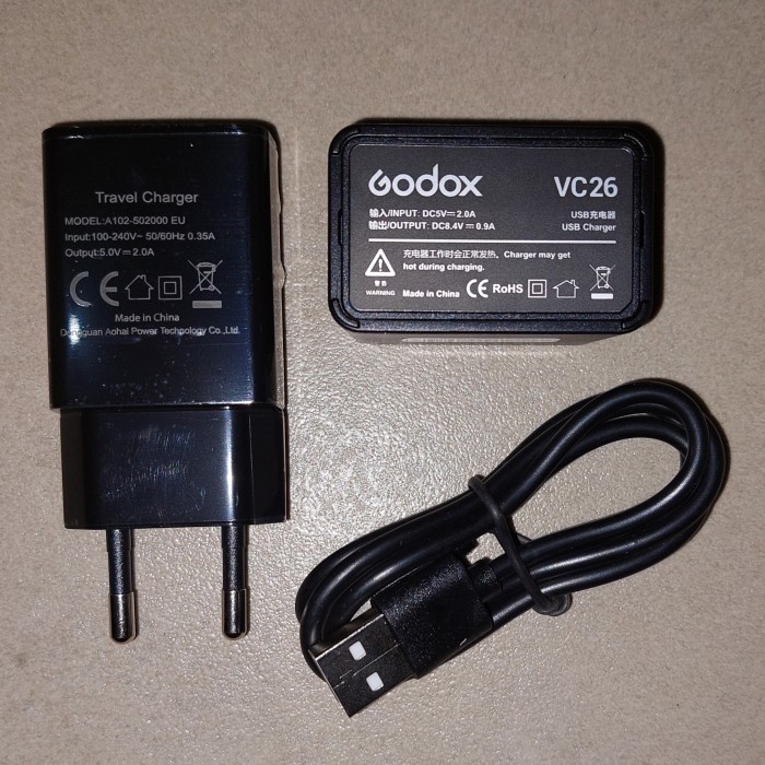 GODOX VC26 + VC1 USB Cable Charger Adapter VB-26 Battery V1 / V860III