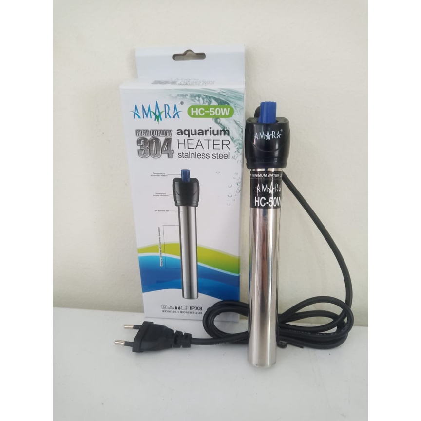 AMARAHC 50 STAINLESS STEEL AQUARIUM HEATER 50 WATT