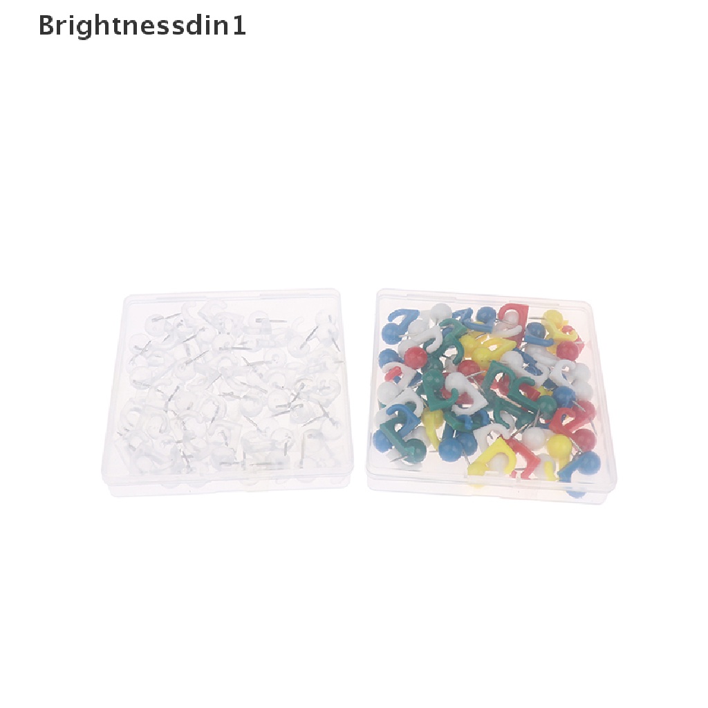 [Brightnessdin1] 50pcs/box Kepala Bulat Plastik Push Pin Hooks Hanging Kit Thumb Tacks Boutique