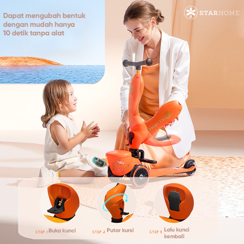 SLIPHERO Scooter Anak 4 in 1 Skuter Anak Otoped Anak Sepeda Roda Tiga Balance Bike
