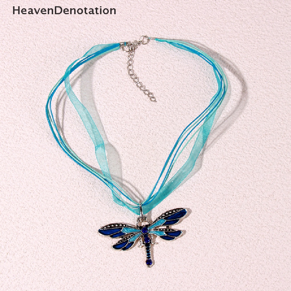 [HeavenDenotation] Wanita Hias Kristal Capung Pita Kasual Liontin Kalung Sweater Rantai HDV