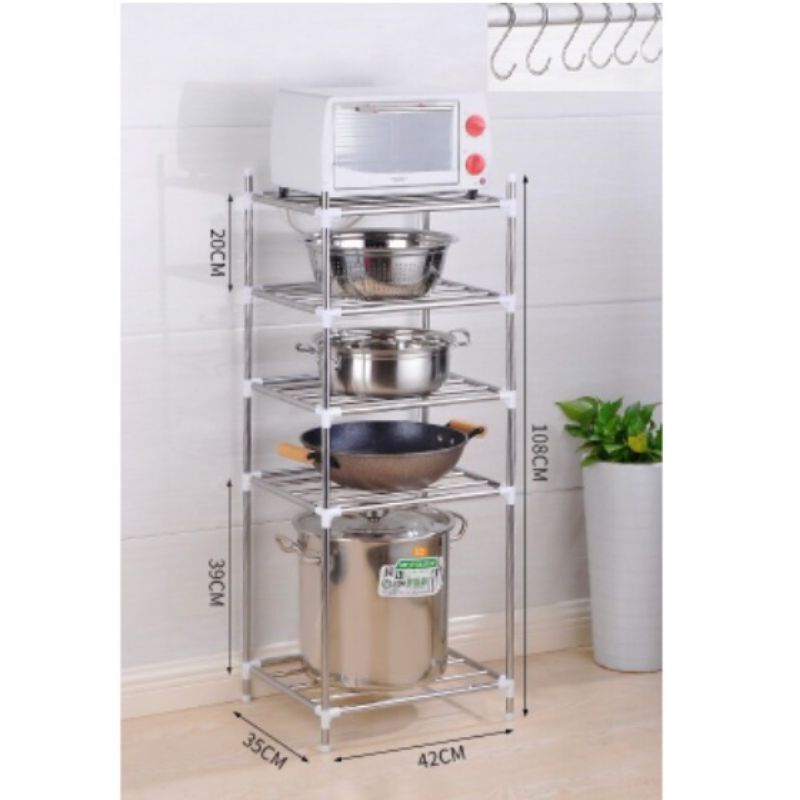 Rak dapur susun Rak panci besi stainless steel 5 Susun PANTREE