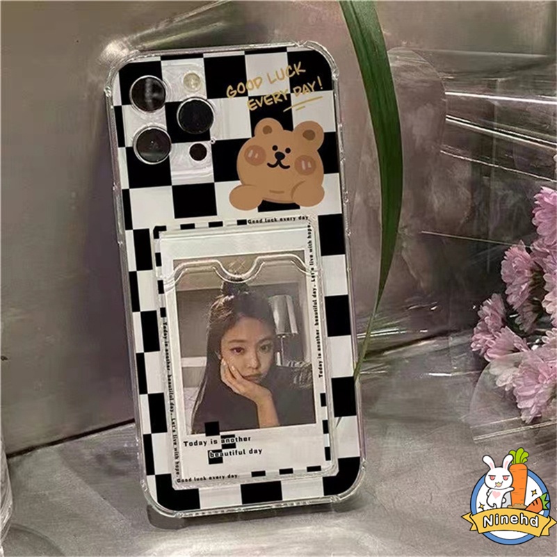 Casing Tas Kartu Bening Untuk Huawei Y9 Prime 2019 Nova 7i 8i 6SE Nova 10se 4e 3i 3e Y7A Y9A Y9s Y6P 2020 P30 Lite Checkerboard Dompet Slot Holder Phone Case Shockproof Soft TPU Cover