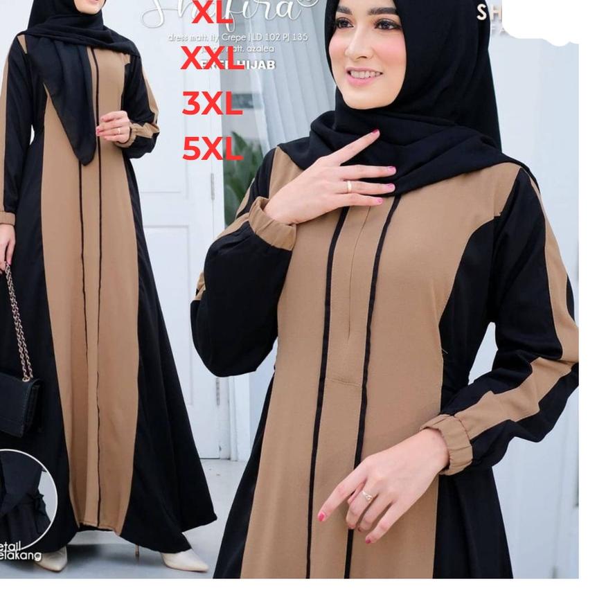 ◌ Baju Gamis Jumbo + Khimar Terkini 2022 Size L XL XXL XXXL 5XL Gamis Modern Desain Simple ℗
