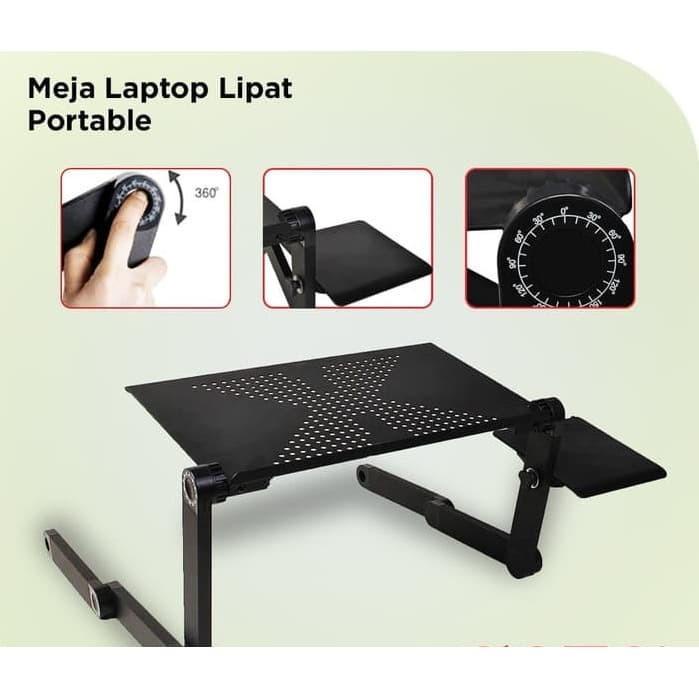 Meja Laptop Portable/Meja Laptop Lipat/Meja Laptop Fleksibel+Kipas