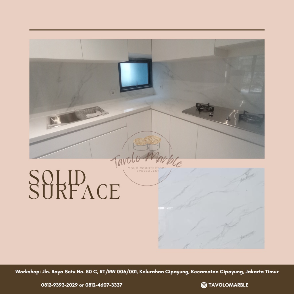 Solid Surface Statuario | Kitchen Set Statuario | Solid Surface