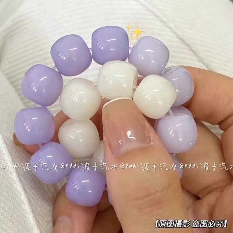 Xiaohongshu Gelang Di Sekitar Jari Lembut Gradien Warna Es Transparan Pink Bead Gelang Gadis Mahasiswa Piring Bermain Manik-Manik Bulat Mengirim Pacar