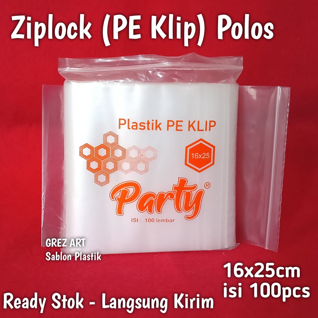 Plastik PE Klip Ziplock 16x25 (isi 100pcs) Plastik Polos Baju Kaos
