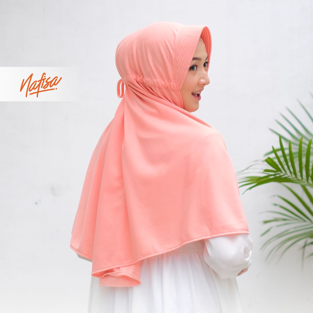 Jilbab Instan Nafisa Santai Lycra Eksklusif  - Kerudung Instan Serut Belakang Bergo Size Lengkap