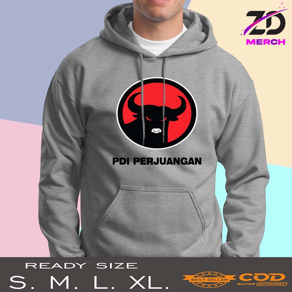SWITER/HOODIE/KUPLUK FLECEE UNISEX/LOGO PDI PERJUANGAN