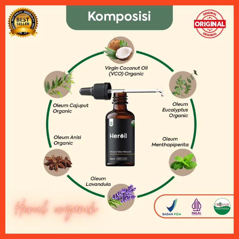 HEROIL Minyak Telon Organik Essential Oil Husus Perawatan kulit Bayi HEROIL ORIGINAL