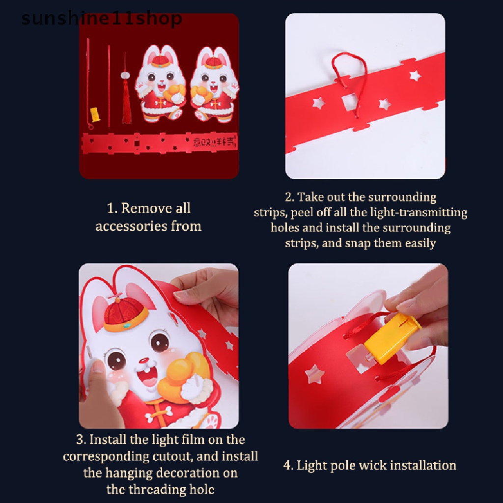 Sho 2023thn Of The Rabbits Lantern DIY Handmade Paket Bahan Lentera Festival Musim Semi Dekorasi Untuk Rumah Kamar Tidur Bentuk Kelinci Lampu Gantung N