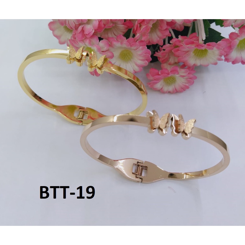 GELANG TITANIUM EMAS GOLD 2 KUPU POLOS TERMURAH / DUNIA GELANG TERBARU