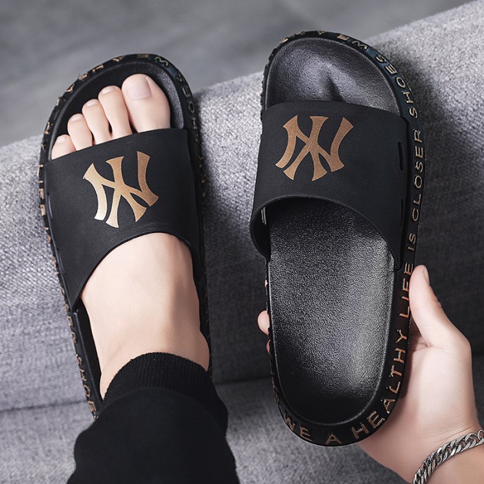 Sandal Pria AXELINE IMPORT SANDAL PRIA KOREA NY - HITAM PUTIH, 42-43(H7Y7) ORIGINAL REAL PICT Sendal