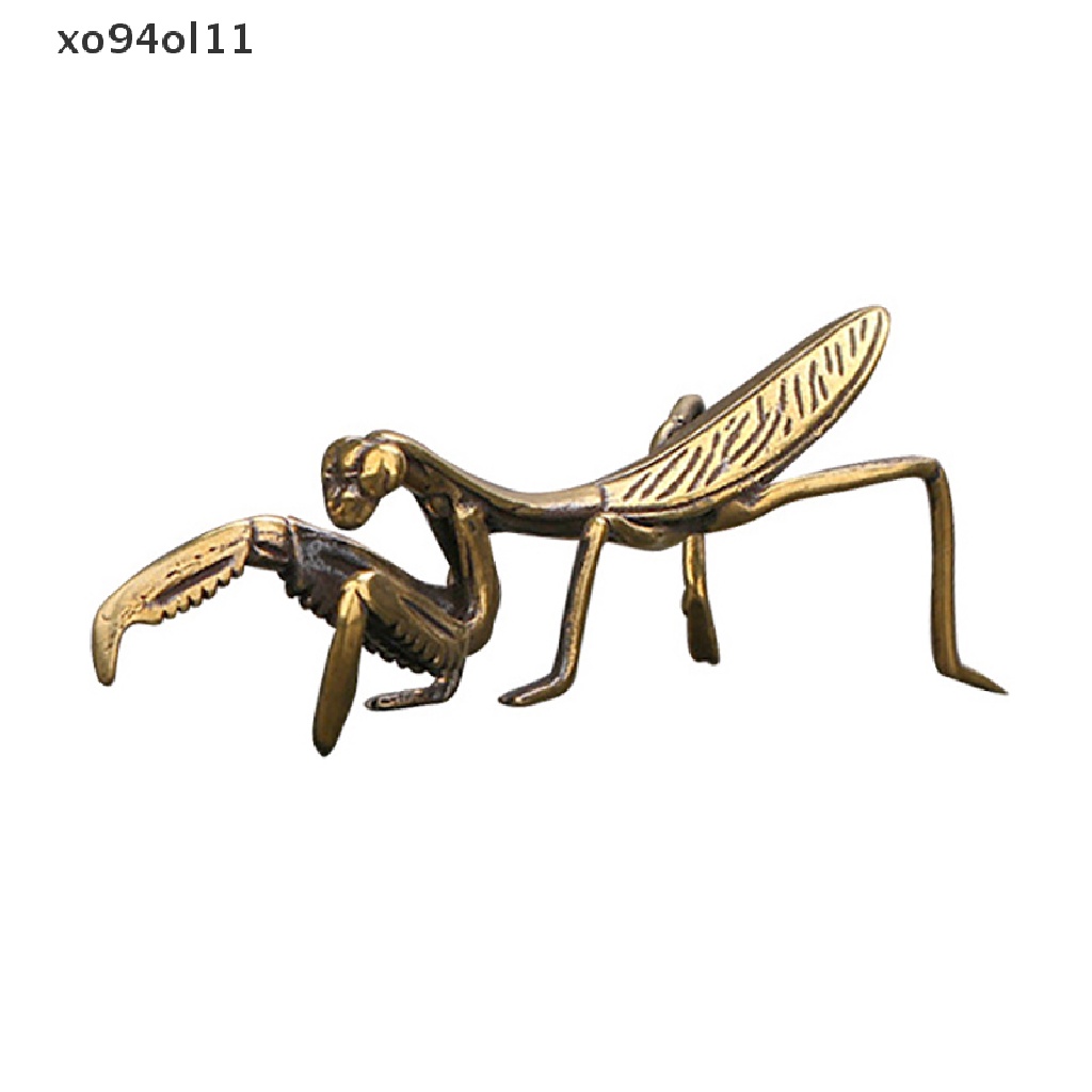 Xo Tembaga Mantis Miniatur Ornamen Teh Pet Antik Solid Patung Serangga Meja OL