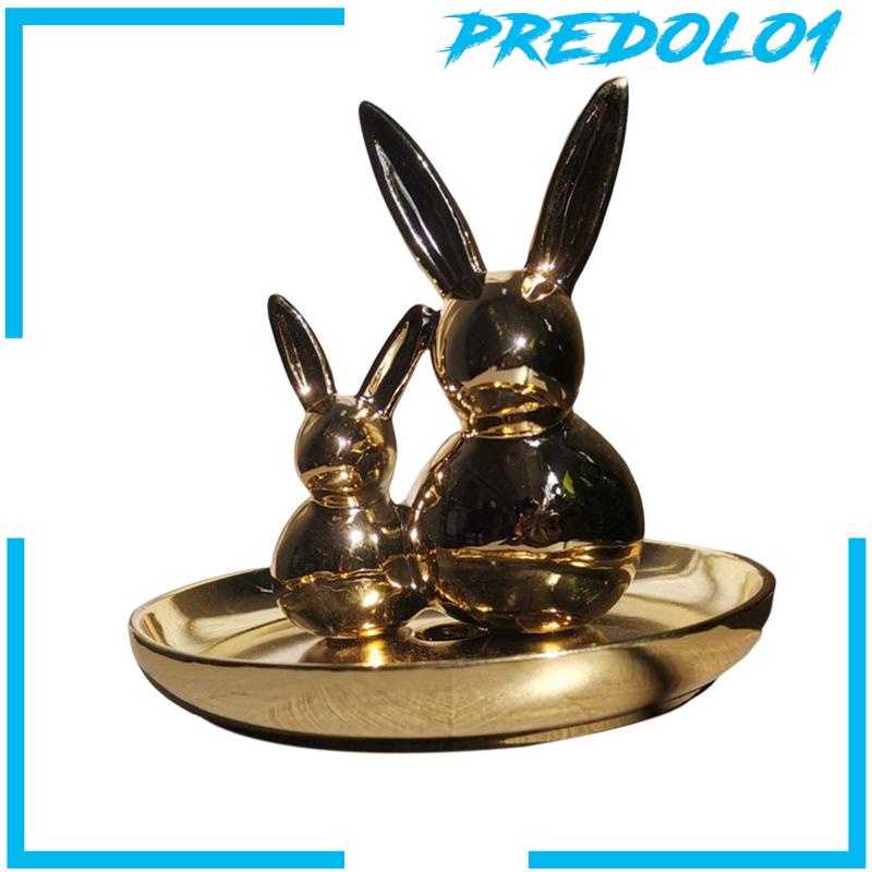 [Predolo1] Nampan Hias Patung Kelinci Kamar Mandi Vanity Tray Centerpiece Trinket Tray Nampan Perhiasan Untuk Pintu Masuk, Meja Meja, Ruang Tamu