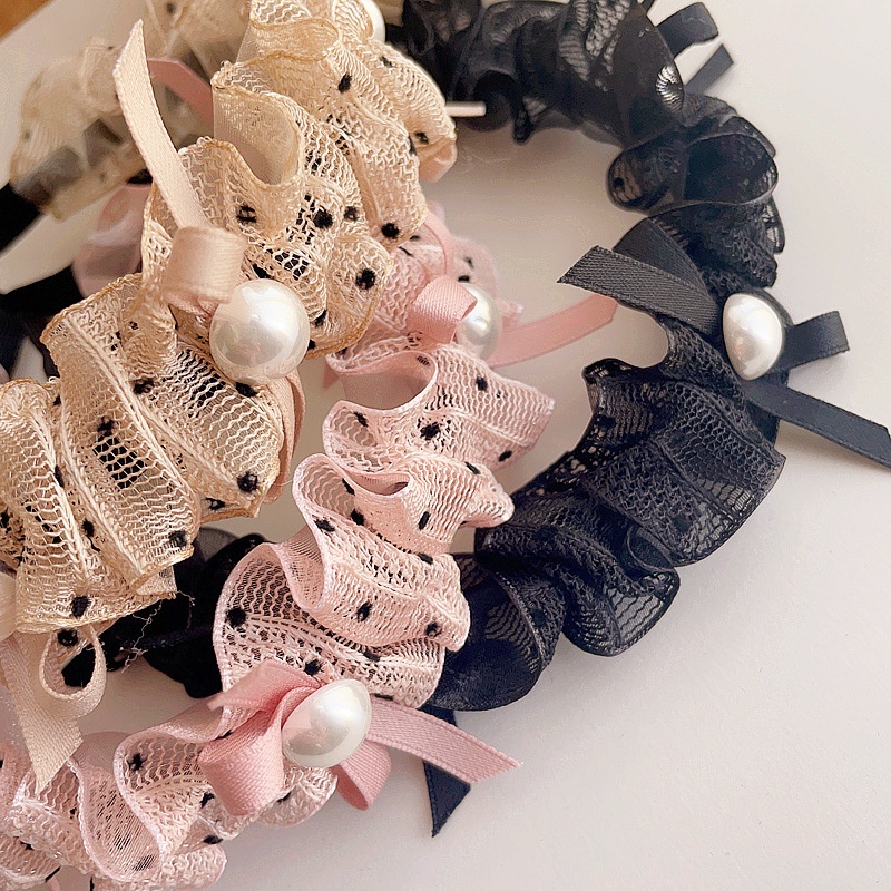 Caliloops Bando Scrunchie Kerut Anak Perempuan Korea Renda Lilie