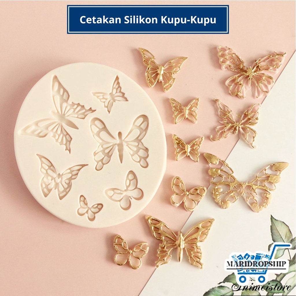 Cetakan Fondant Bentuk Kupu-Kupu Bahan Silikon Untuk Dekorasi Kue