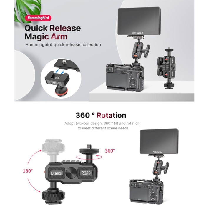 ULANZI R089 HUMMINGBIRD QUICK RELEASE MAGIC ARM WITH COLD SHOE #ORIGINAL