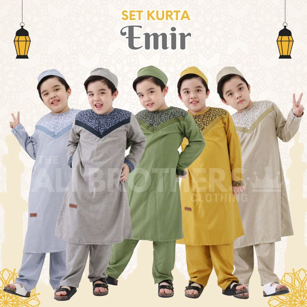 SET KURTA EMIR CELANA DAN PECI anak anak by ali brothers