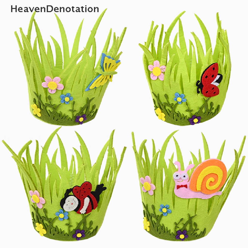 [HeavenDenotation] Keranjang Easter Green Non-Woven Tempat Telur Keranjang Rumput Paskah Pesta Prop HDV