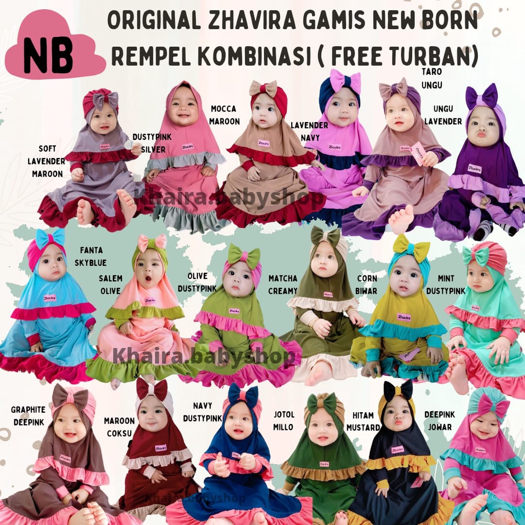 ORI Zhavira Babykids Gamis Rempel Kombinasi Size NB (0bulan-6bulan)