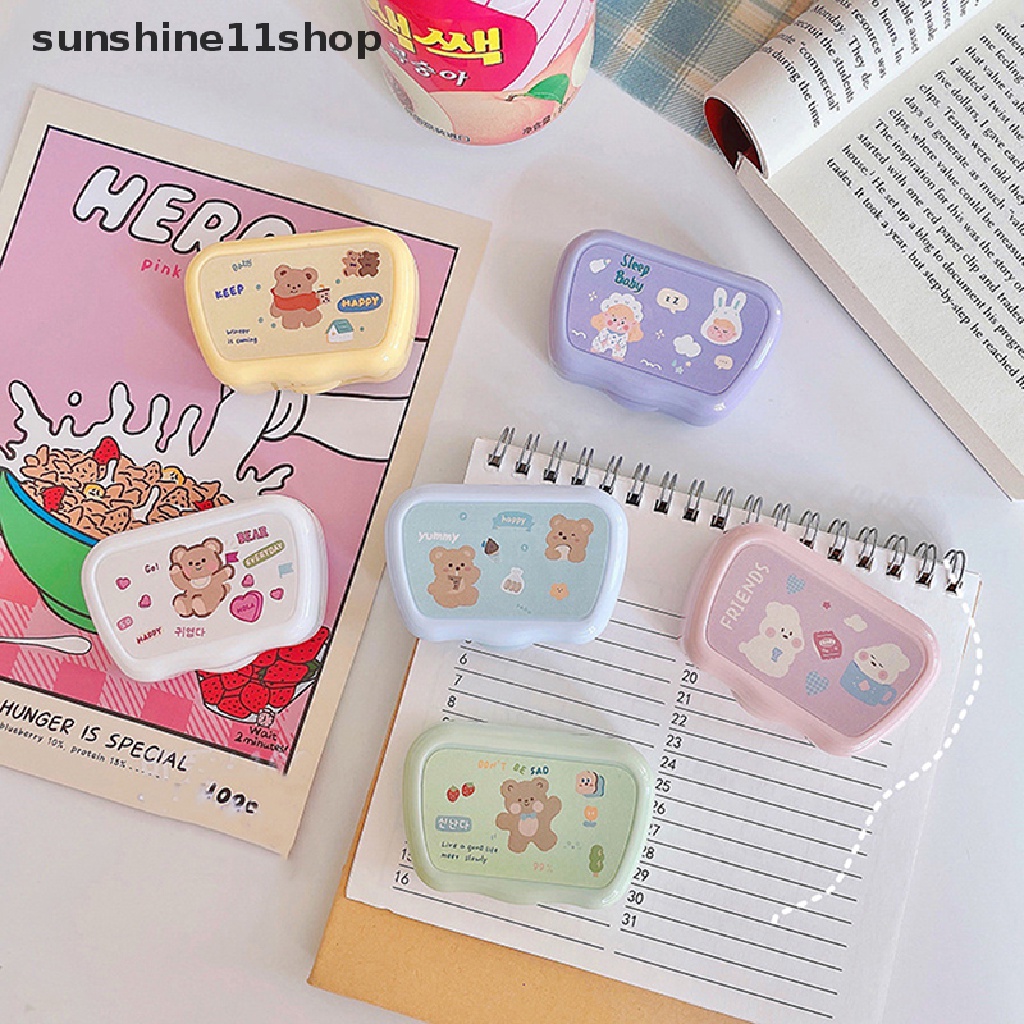 Sho Kartun Hewan Beruang Tempat Kontak Lensa Plastik Hard Contact Lens Box Lucu Tempat Kacamata Wadah Lensa Hadiah Natal N