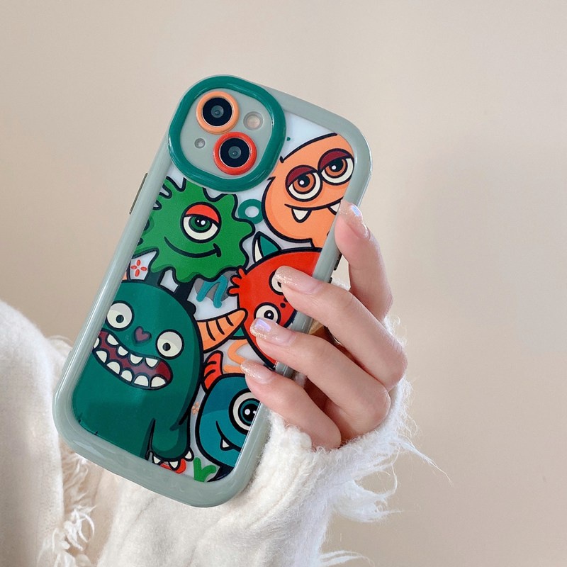 1pc Monster Alien Puff Case IPhone 11 12 13 14 Pro Max Soft Phone Case Lucu Monster University Hitam