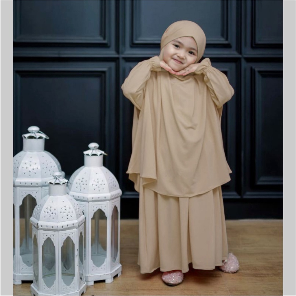 FenishaStore Gamis Anak Perempuan French khimar Ratimah Set Usia 3-5 Tahun Bisa Bayar Ditempat COD