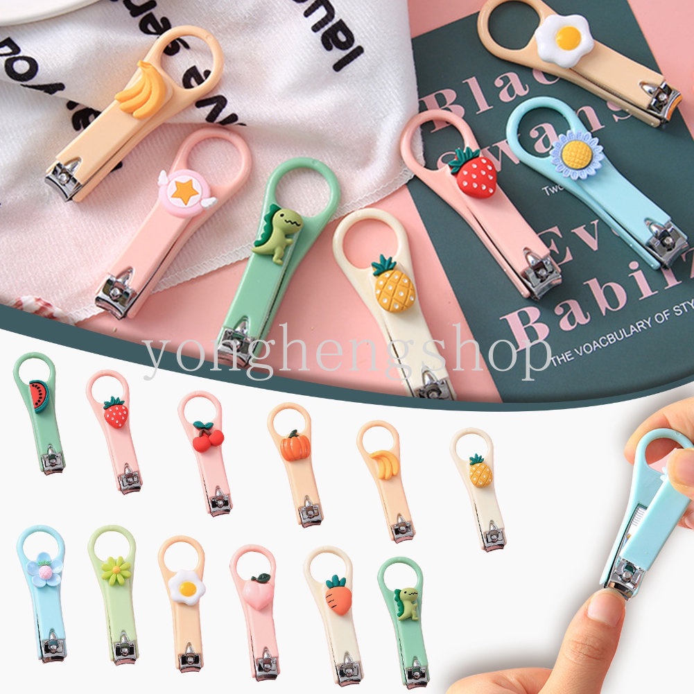 Gunting Kuku Mini Portable Motif Kartun Warna-Warni Dengan Gantungan Kunci Untuk Manicure Pedicure
