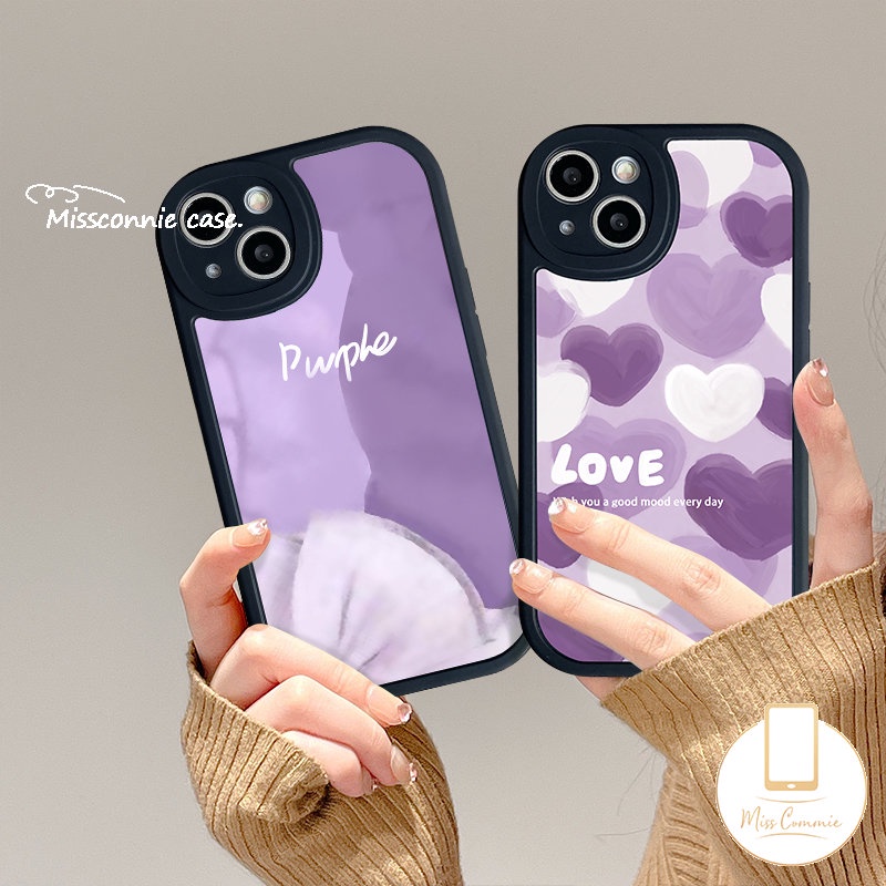 Redmi Note 10Pro 11 9 11s 10s 8 9Pro 9s 11Pro+8Pro Mi 12 11 Lite Redmi 12C A1 9T 9 10C 9A 10 10A 9C POCO X3 NFC Pro F4 M3 Lukisan Minyak Love Heart Purple Art Paint Case Motif