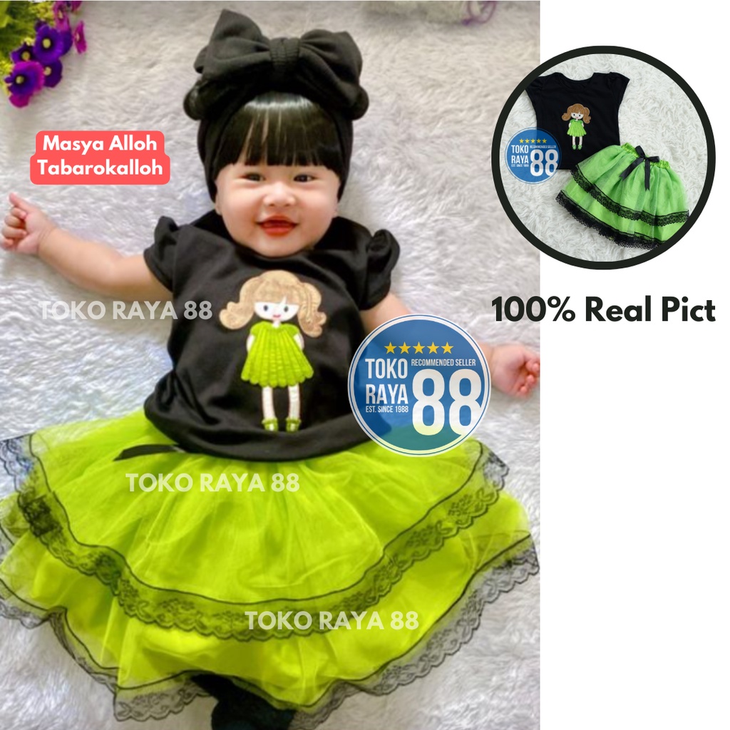 [SDR-AM01] TOKO RAYA 88, Setelan Dress Anak 3-18 Bulan, Gadis Renda Rok Lebaran Perempuan