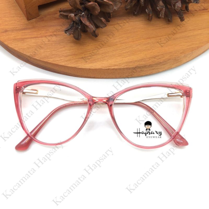 Frame Kacamata Wanita Cat Eye Kode ZURA Paket Lensa Antiradiasi Minus Cylinder &amp; Plus