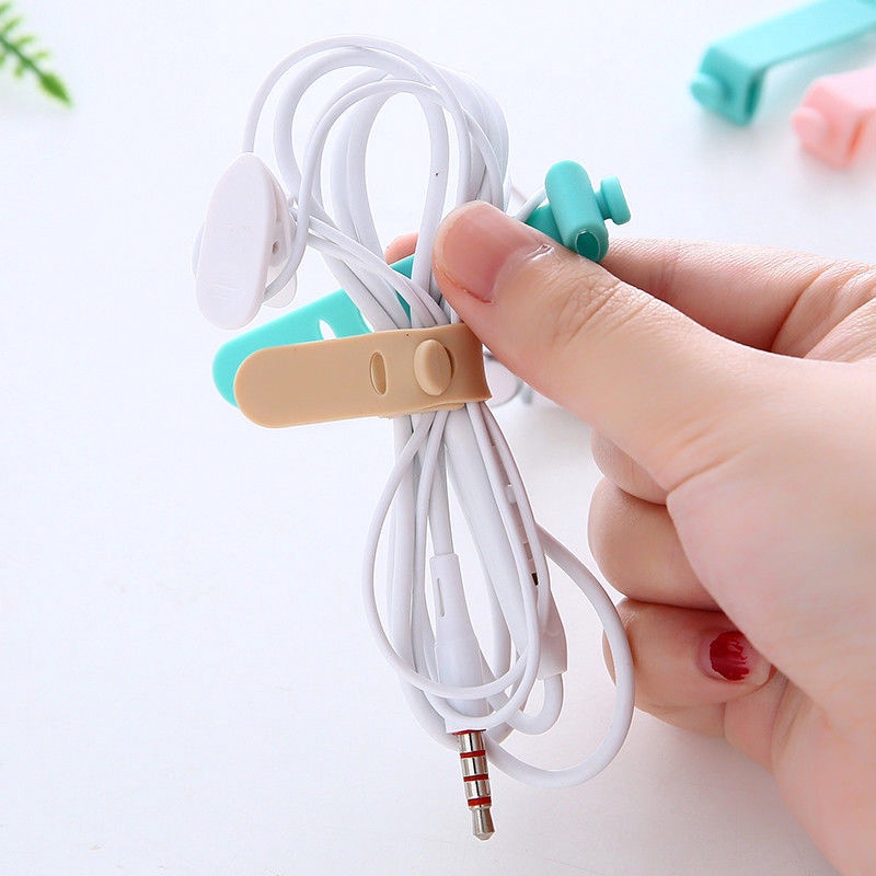 8pcs / lot Strap Silikon Lembut Organizer Kabel USB / Headphone / Earphone
