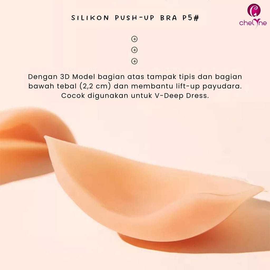 Bra Silicon Chelyne Push Up Bra P5 Dengan Box (PREMIUM) - Lem Perekat FreeBra (Termasuk Tali Transparan)