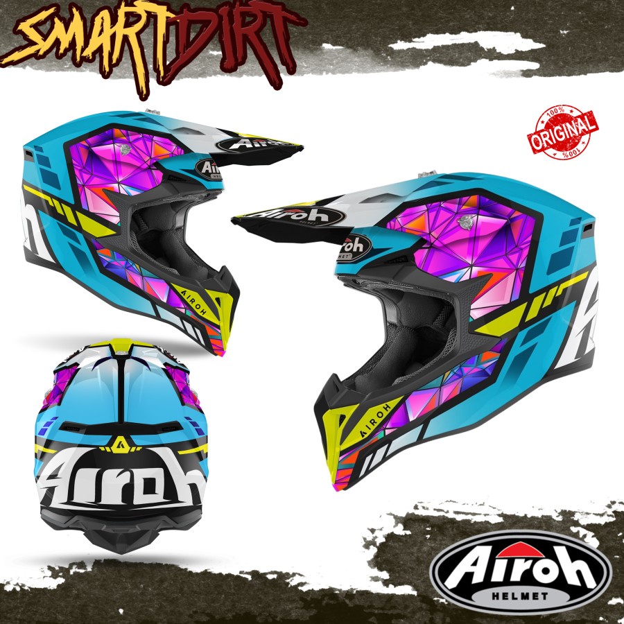 HELM CROSS AIROH WRAAP DIAMOND GLOSS 2023 HELM TRAIL AIROH WRAAP ORI