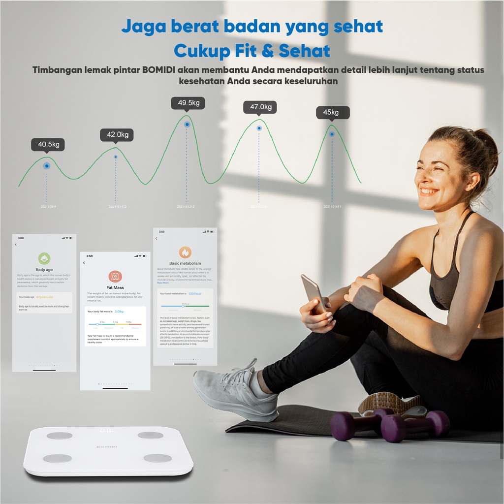 BOMIDI Body Fat Scale S1 Timbangan Badan Smart Scale Digital Timbangan Scale