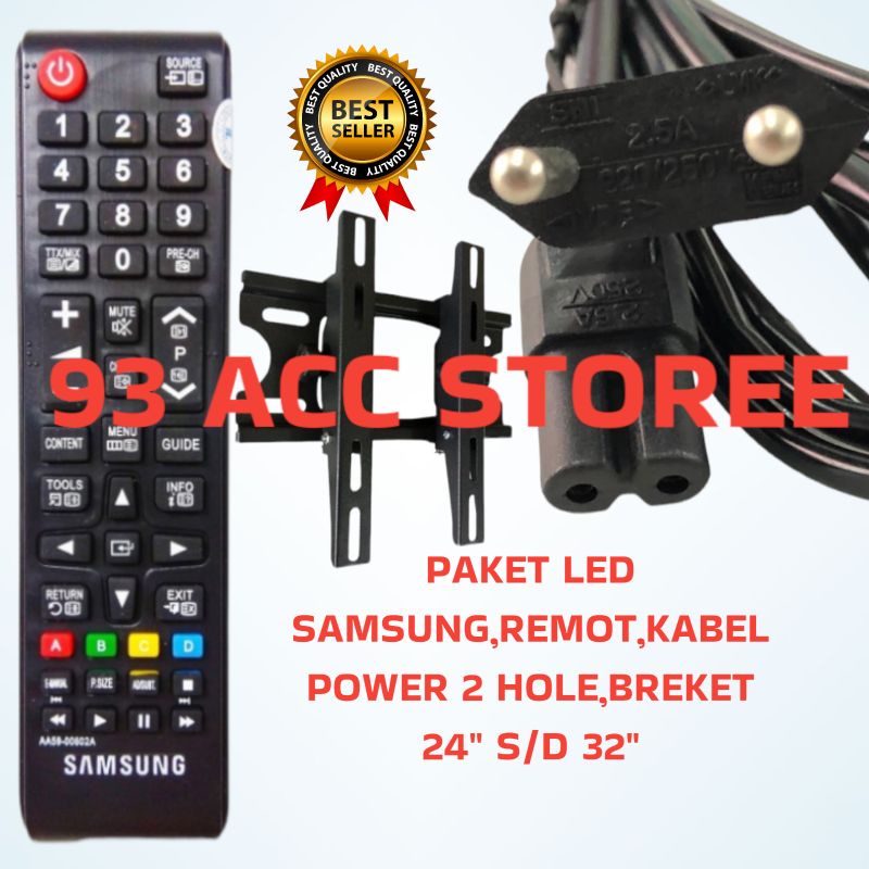 kabel power tv LED Samsung plus remot,breket 32 inch
